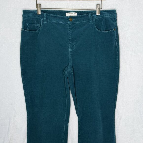 Coldwater Creek Women's Corduroy Pants Teal Bootcut Stretch Size 14 Natural Fit - Picture 4 of 15